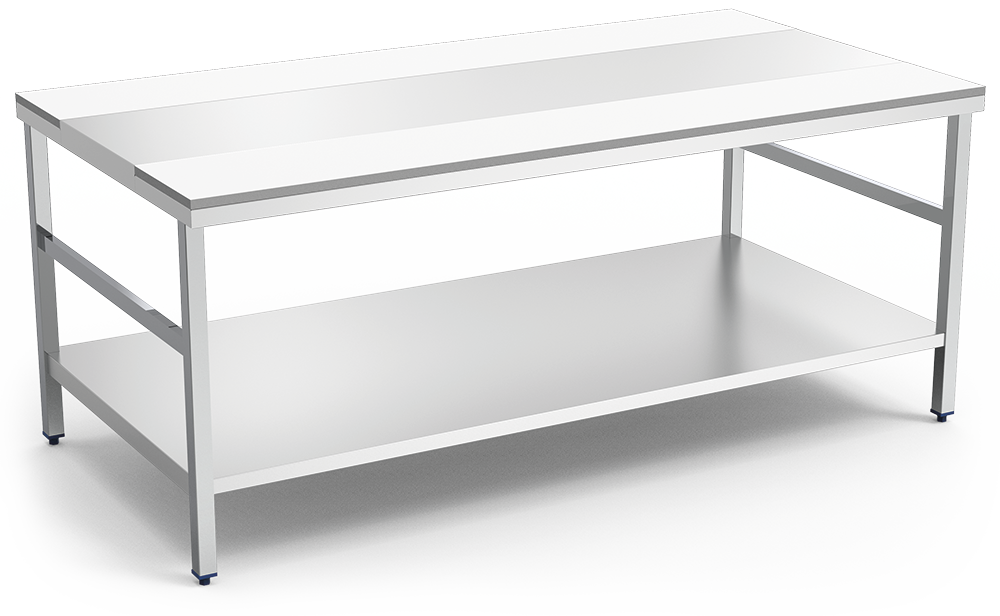 Mesa de despiece blanca con entrepaño