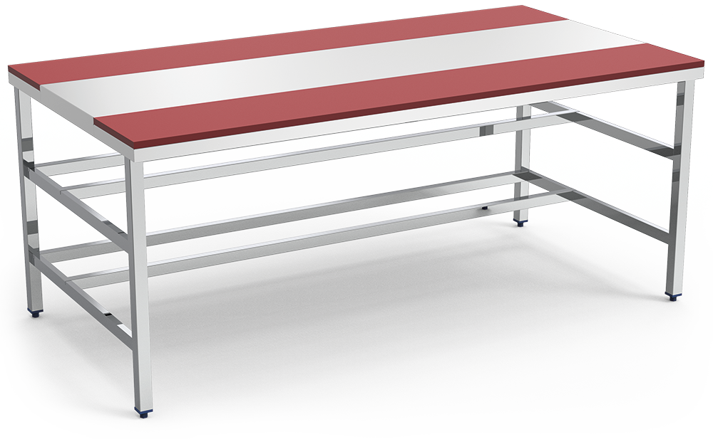 Mesa d'especejament vermella