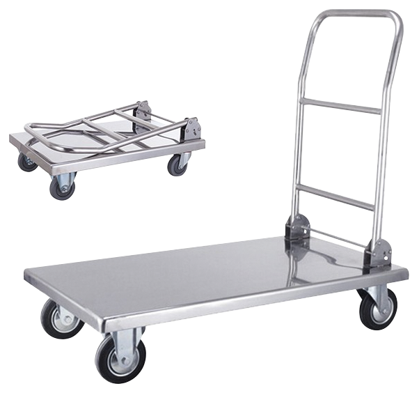 Carro de plataforma inox con asa retráctil