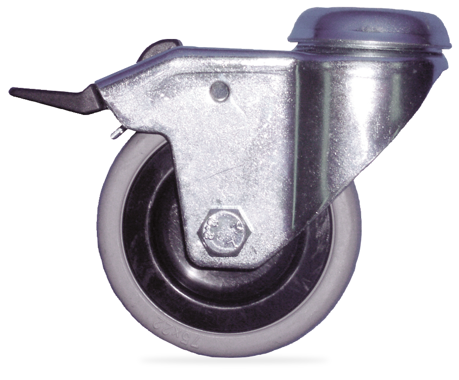 Rueda galvanizada con freno