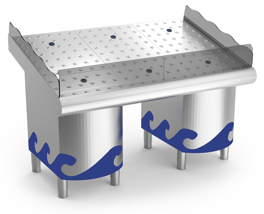 Mostrador de pescadería 1,5 m con soportes