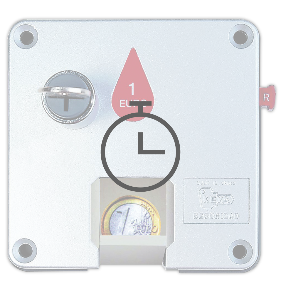 Muntatge de pany per a moneda en taquilla