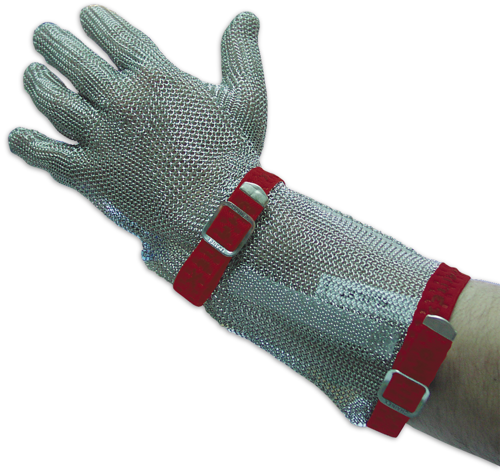 Guant de malla *inox reversible amb corretja i braçalet