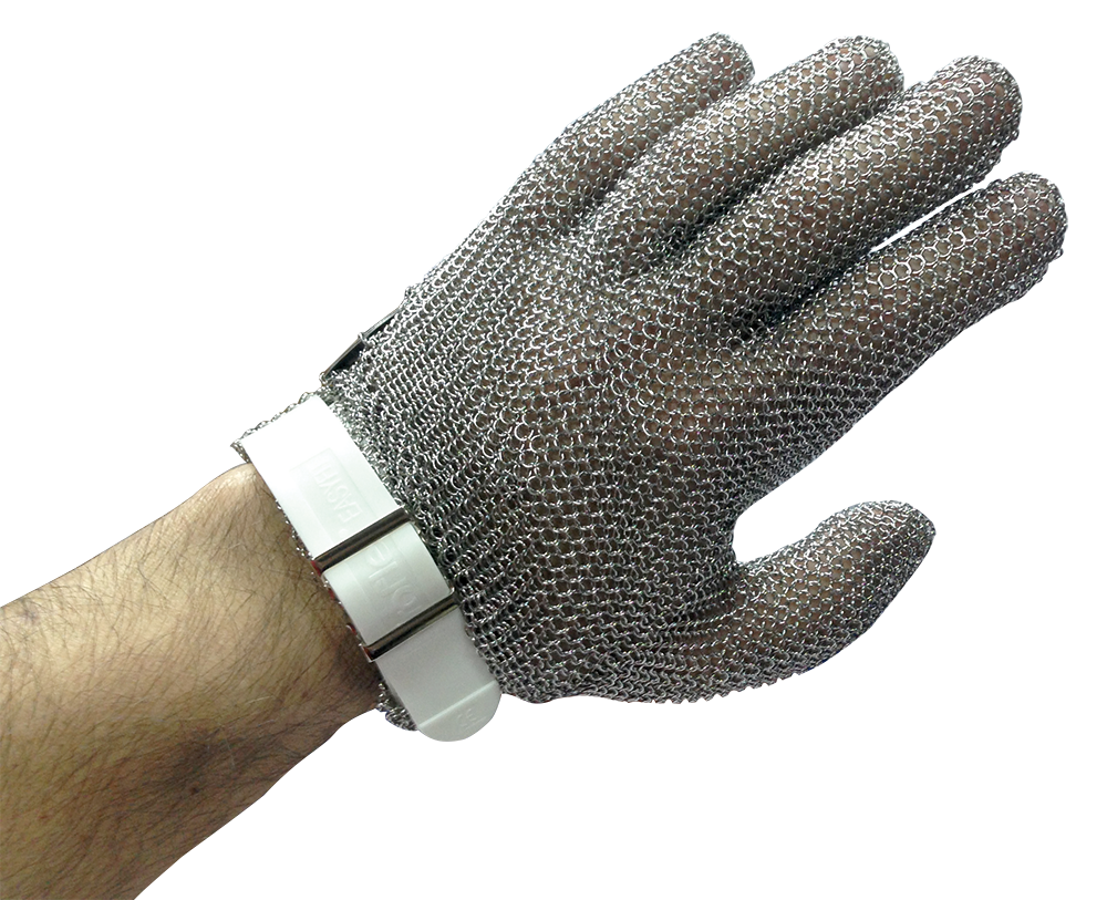 Guante de malla inox reversible con correa