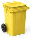 Contenidor de desaprofitaments amb tapa i rodes groc 60 *lts.