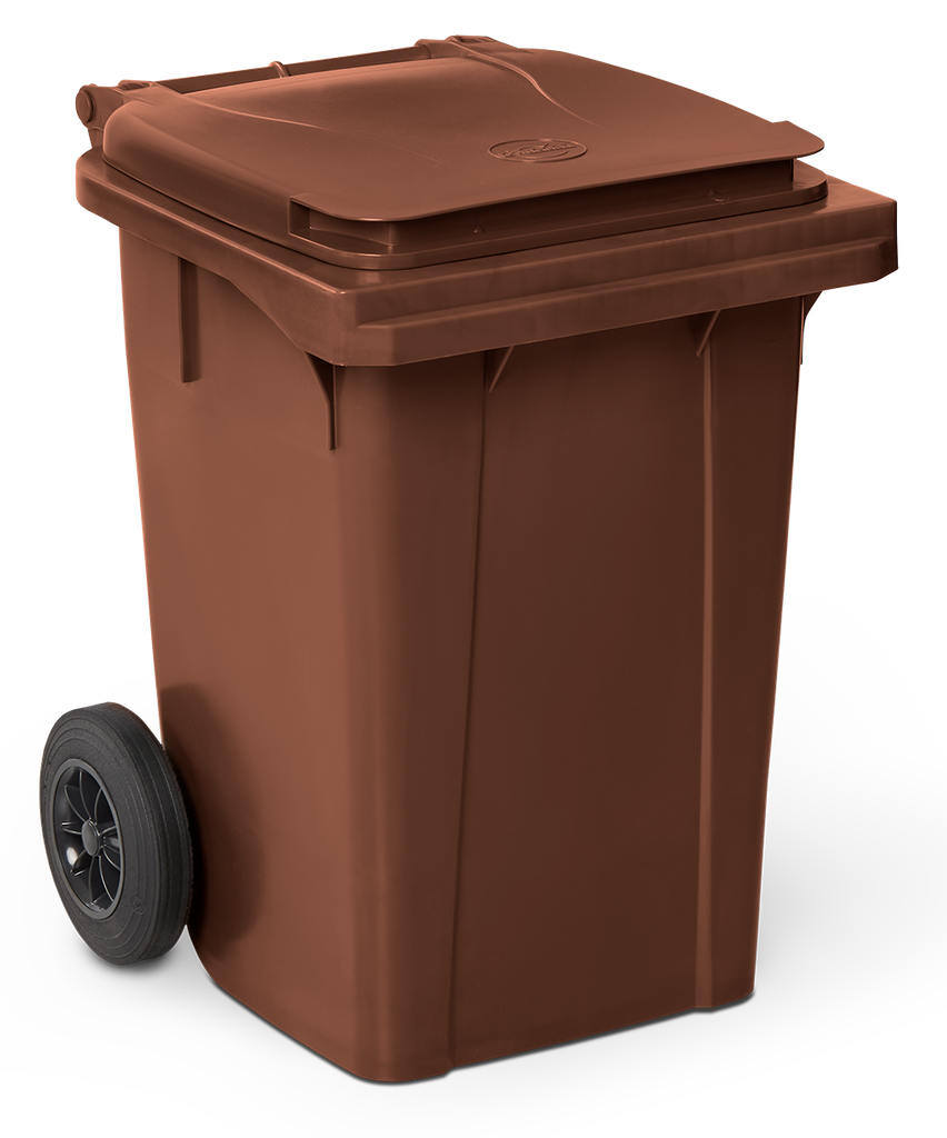 Contenidor de desaprofitaments amb tapa i rodes marró 60 *lts.