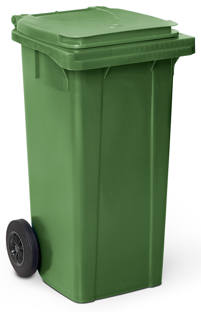 Contenedor de desperdicios con tapa y ruedas verde 120 lts.