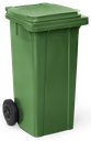 Contenedor de desperdicios con tapa y ruedas verde 120 lts.