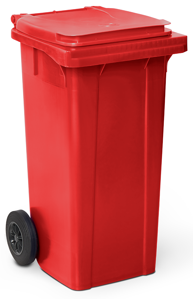 Contenedor de desperdicios con tapa y ruedas rojo 120 lts.