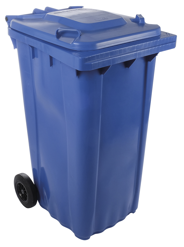 Contenedor de desperdicios con tapa y ruedas azul 240 lts.