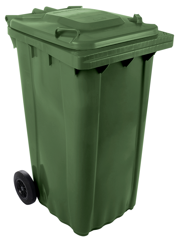 Contenedor de desperdicios con tapa y ruedas verde 240 lts.