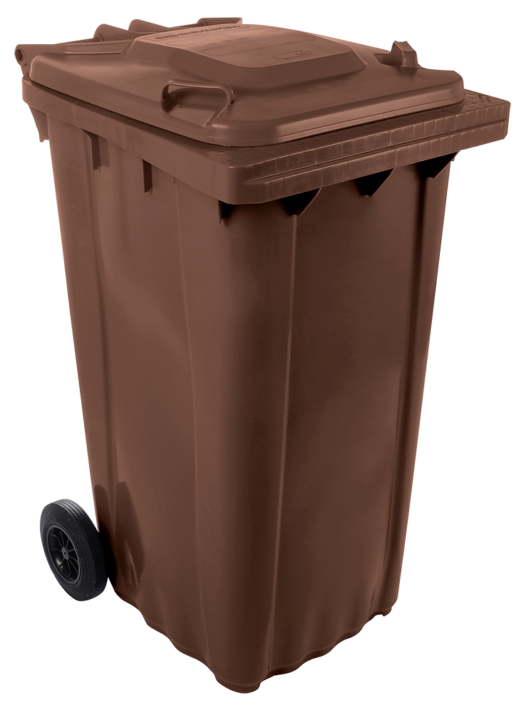 Contenedor de desperdicios con tapa y ruedas marrón 240 lts.