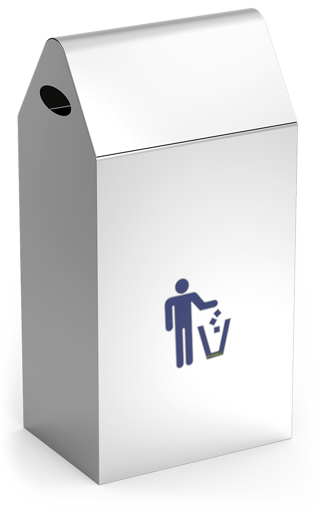 Papelera basculante en acero inox