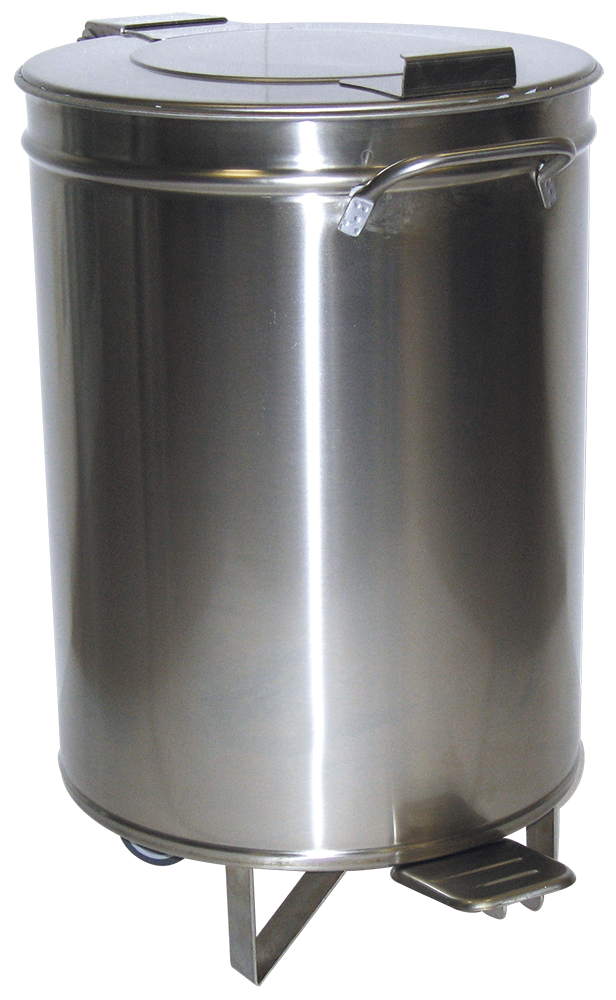 Contenedor inox con tapa y ruedas desmontables a pedal