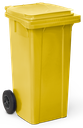 Contenedor de desperdicios con tapa y ruedas amarillo 120 lts.