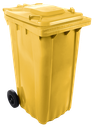 Contenedor de desperdicios con tapa y ruedas amarillo 240 lts.