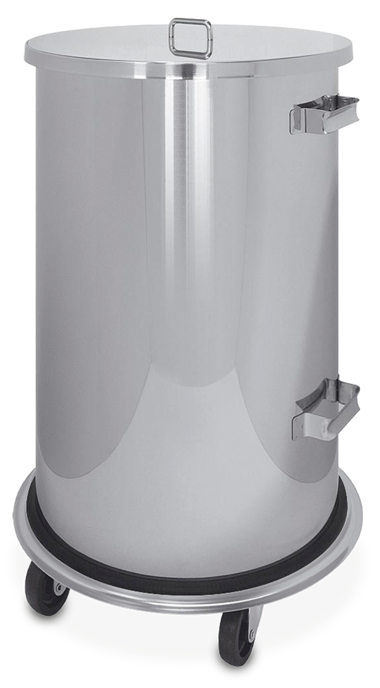 Papelera inox con tapa y ruedas 70 lt