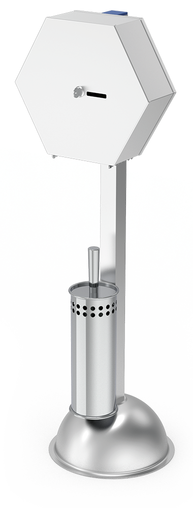 Estación de higiene para wc con dispensador de papel y escobillero en acero inoxidable