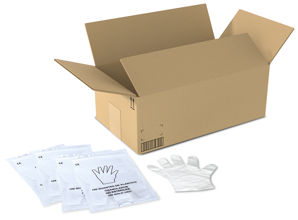 Caja de 10.000 guantes desechables (100 bolsas de 100 unidades)