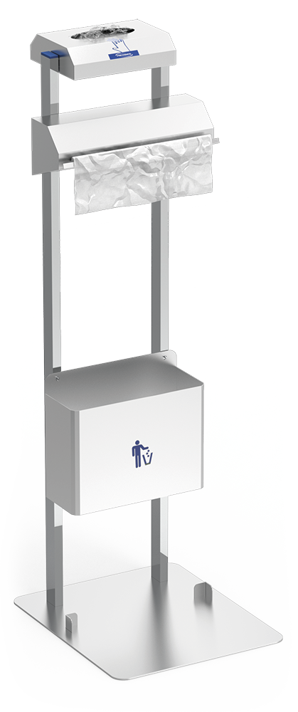 Conjunt dispensador de guants i bosses en rotllo amb paperera
