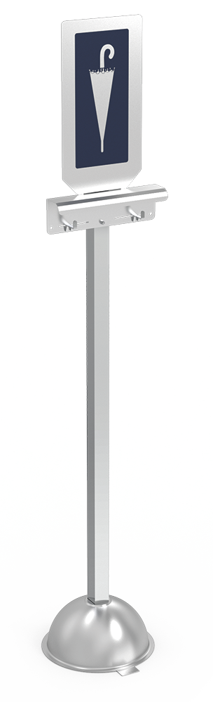 Soporte dispensador de bolsas de paraguas con espacio de publicidad