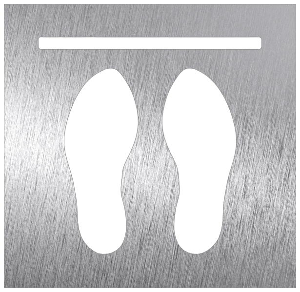 Pictograma inox Covid - Espere tras la línea