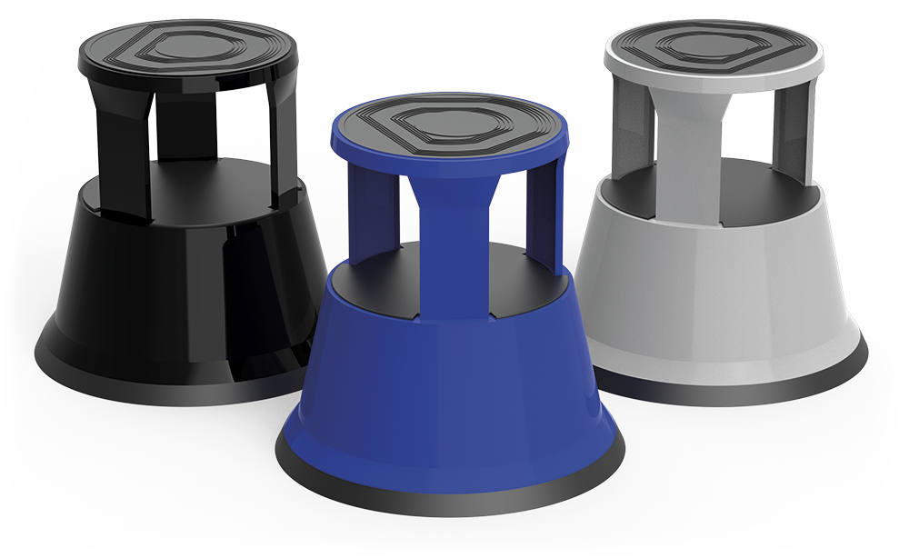 Taburete con ruedas de acero laminado