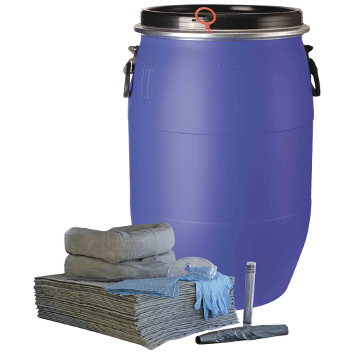 [UKT0075FB] Kit Absorbente Universal De 75 Litros En Bidón Homologado Azul.
