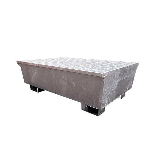 [033.917.05] CUBETO DE RETENCIÓN DE ACERO GALVANIZADO DE 220L PARA 2 BIDONES, REJILLA GALVANIZADA.