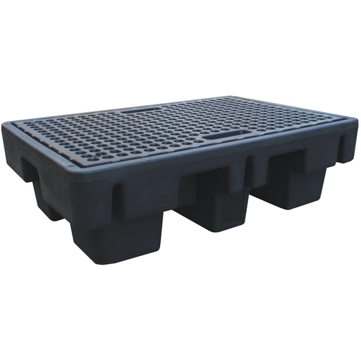 [084.593.33] Cubeto De Retención De Polietileno De 225L En Formato De Palet Para 2 Bidones, Con Rejilla De Plástico.