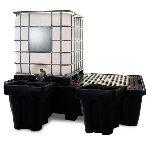 [885.711.86] CUBETO DE RETENCIÓN DE POLIETILENO DE 1200L CON SOPORTES DE TRASIEGO PARA 2 IBC.