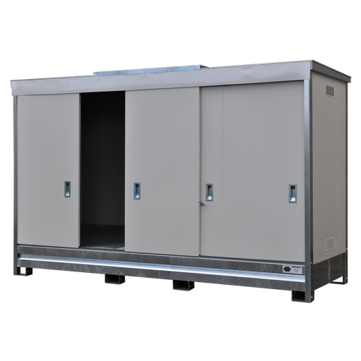 [040.662.93] CONTENEDOR CON PUERTAS CORREDERAS DE 1 NIVEL PARA 3 IBC.