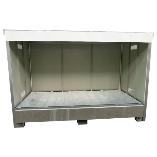 [047.380.53] CONTENEDOR SIN PUERTA CON 1 NIVEL GRANDE PARA 2 IBC, REVESTIMIENTO DE PE.