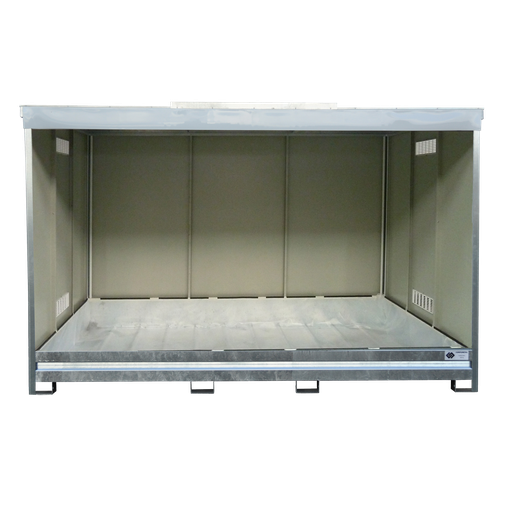[047.380.96] CONTENEDOR SIN PUERTA CON 1 NIVEL GRANDE PARA 3 IBC, RECUBIERTO DE PE.