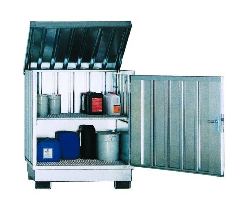 [886.223.49] CASETA PARA 4 BIDONES EN ACERO GALVANIZADO 145X80X145CM