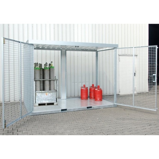 [751.406.51] Jaula De Rejilla Para 16 Botellas De Gas Monobloque Con Suelo De Chapa.