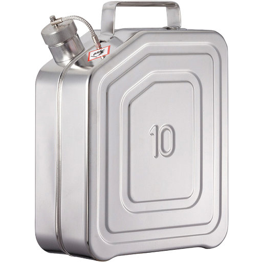 [004.115.80] BIDÓN DE TRANSPORTE DE ACERO INOXIDABLE PARA LÍQUIDOS INFLAMABLES Y EXPLOSIVOS.