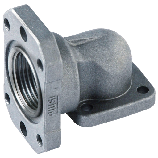 [039.077.16] CODO DE 90° CON BRIDAS CUADRADAS DE 1" GF X 1" GF.