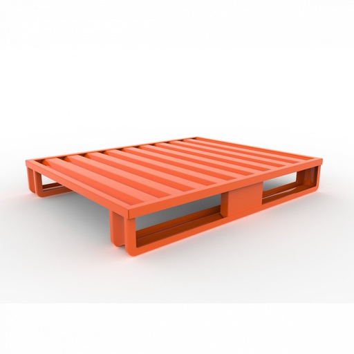 [885.709.78] PALET DE ACERO DE 120 X 80 CM CON 2 PATINES, CAPACIDAD DE 1 TONELADA.