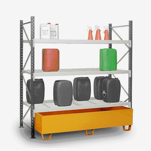 [022.299.76] ESTANTERÍA DE RETENCIÓN DE ACERO BARNIZADO PARA CARGAS SEMI-PESADAS, 220 LITROS.