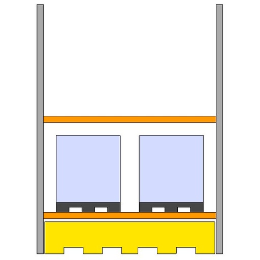 [RCU2N1PS/S] ESTANTERIA 2 NIVELES, 2 GRG POR NIVEL, CUBETO 1100L, ELEMENTO SIGUIENTE