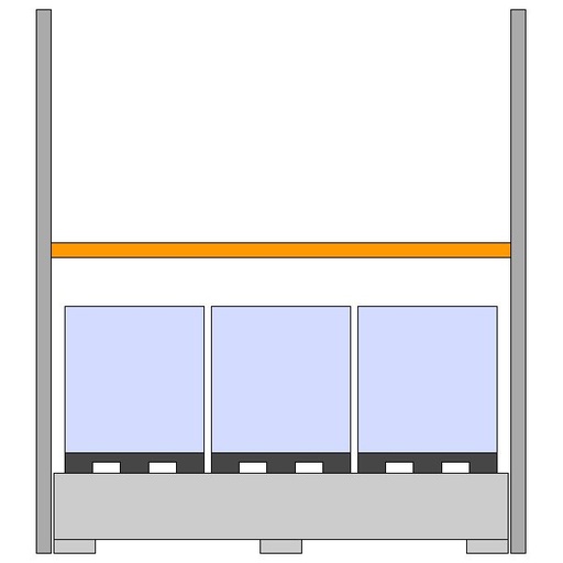 [RCU3N1GG/S] Estanteria 2 Niveles, 3 Grg Por Nivel, Cubeto 1500L