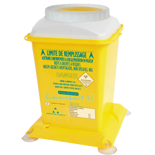 [031.027.31] 10 COLECTORES DE PLÁSTICO PARA RESIDUOS SANITARIOS PELIGROSOS, 3 L.
