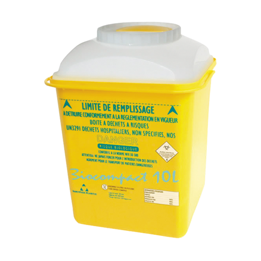 [001.230.78] 10 COLECTORES DE PLÁSTICO PARA RESIDUOS SANITARIOS PELIGROSOS, 10 L.