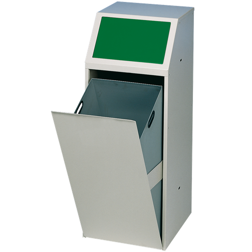 [000.958.55] Papelera Metálica De Alta Calidad Con Frente Basculante Para Recogida Selectiva, 69 L.