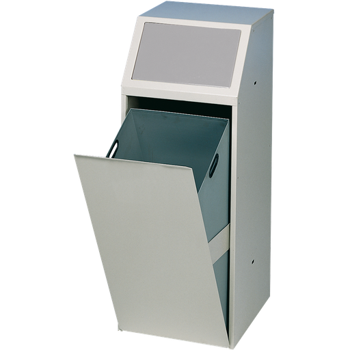 [000.958.12] PAPELERA METÁLICA DE ALTA CALIDAD CON FRENTE BASCULANTE PARA RECOGIDA SELECTIVA, 69 L.