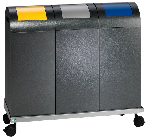 [042.675.20] CARRO DE ACERO PARA 3 CONTENEDORES DE DISEÑO CON TAPA ABATIBLE.