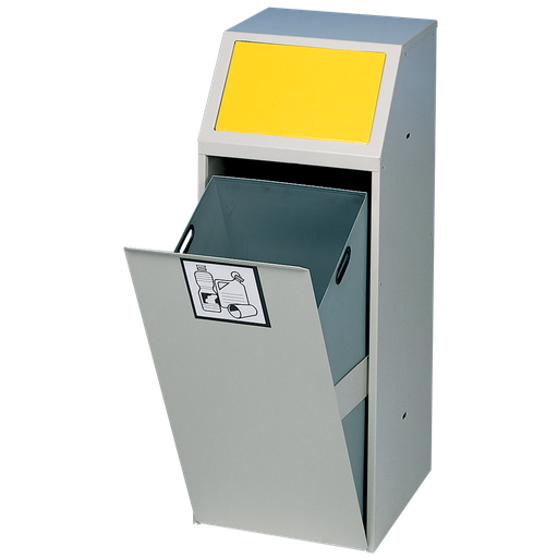 [000.958.21] Papelera Metálica De Alta Calidad Con Frente Basculante Para Recogida Selectiva, 69 L.