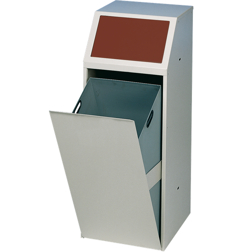 [000.958.39] PAPELERA METÁLICA DE ALTA CALIDAD CON FRENTE BASCULANTE PARA RECOGIDA SELECTIVA, 69 L.