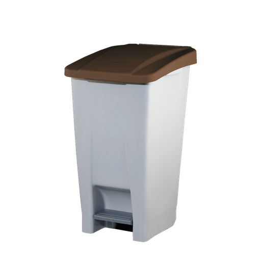 [624.011.01] Contenedor Capacidad 60L Con Pedal Cuerpo Gris Y Tapa Marrón